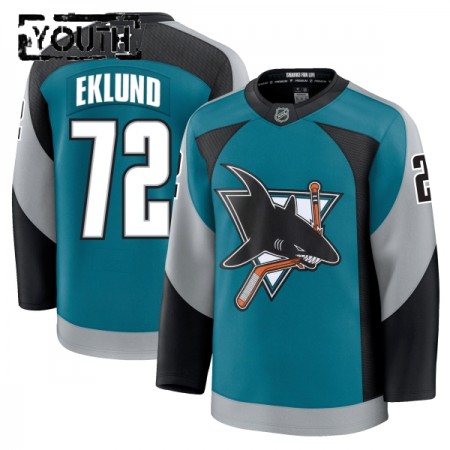 San Jose Sharks Fanatics Premium William Eklund 2025-26 Alternate Teal Trikot - Kinder