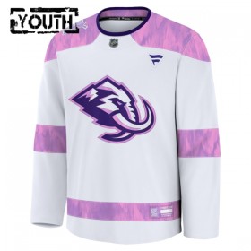 Utah Hockey Club Fanatics Hockey Fights Cancer Practice Custom Weiss Trikot - Kinder
